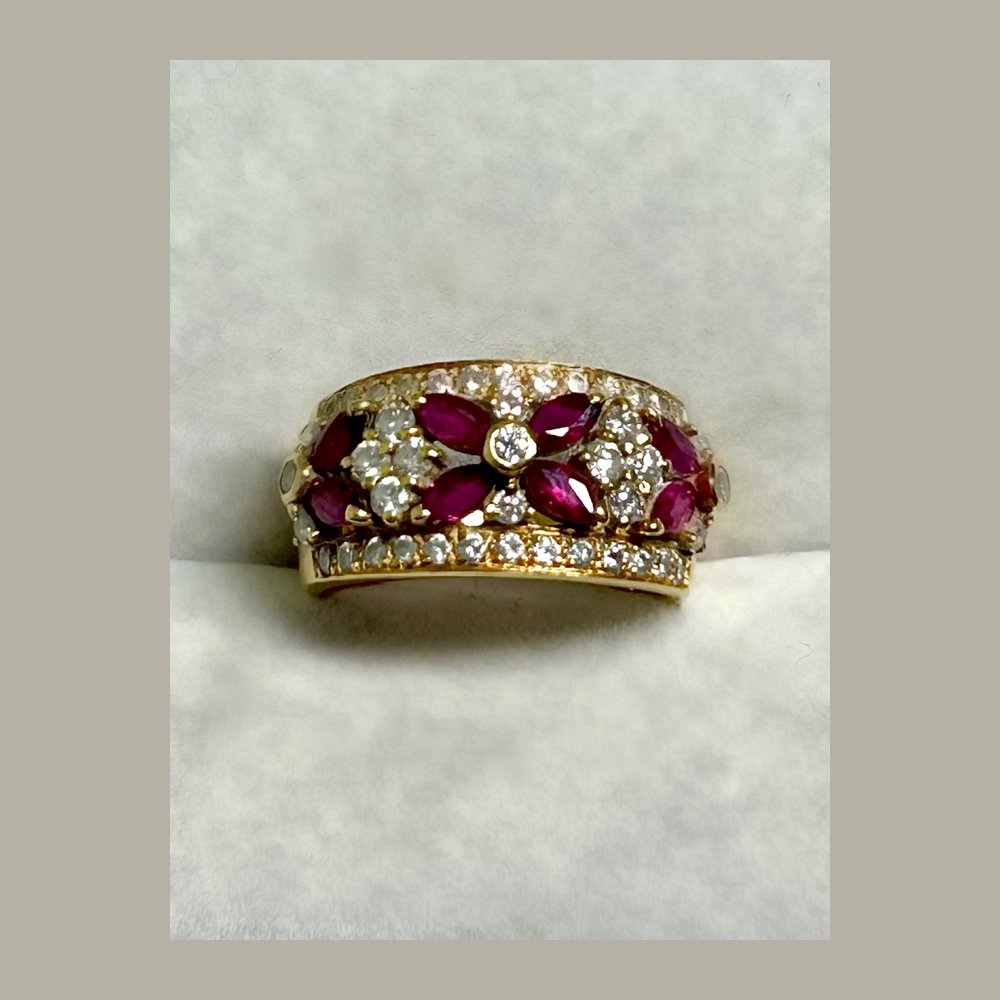 K18 ルビー ダイヤ幅広リング 買取実績
